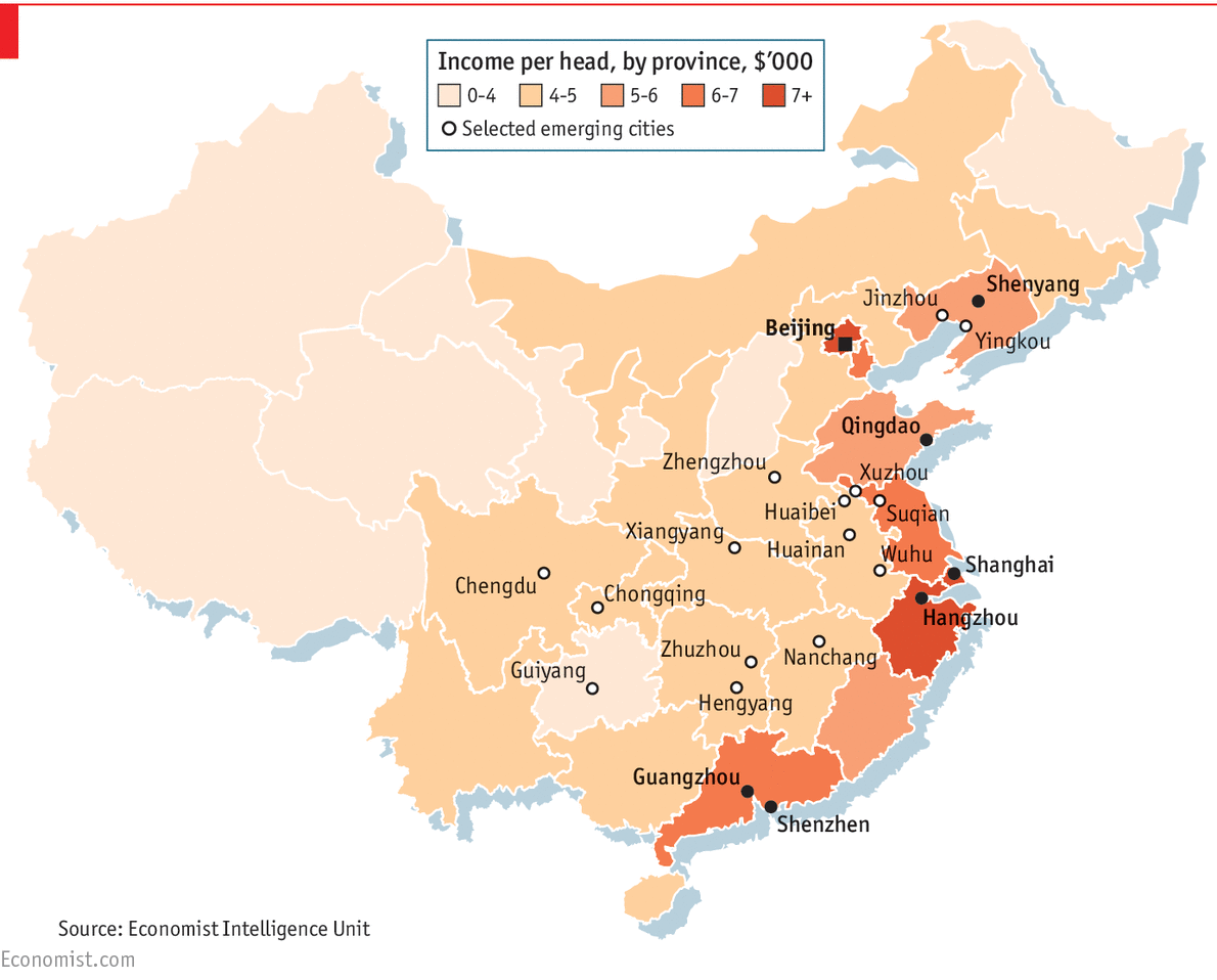Chinese middle class income map