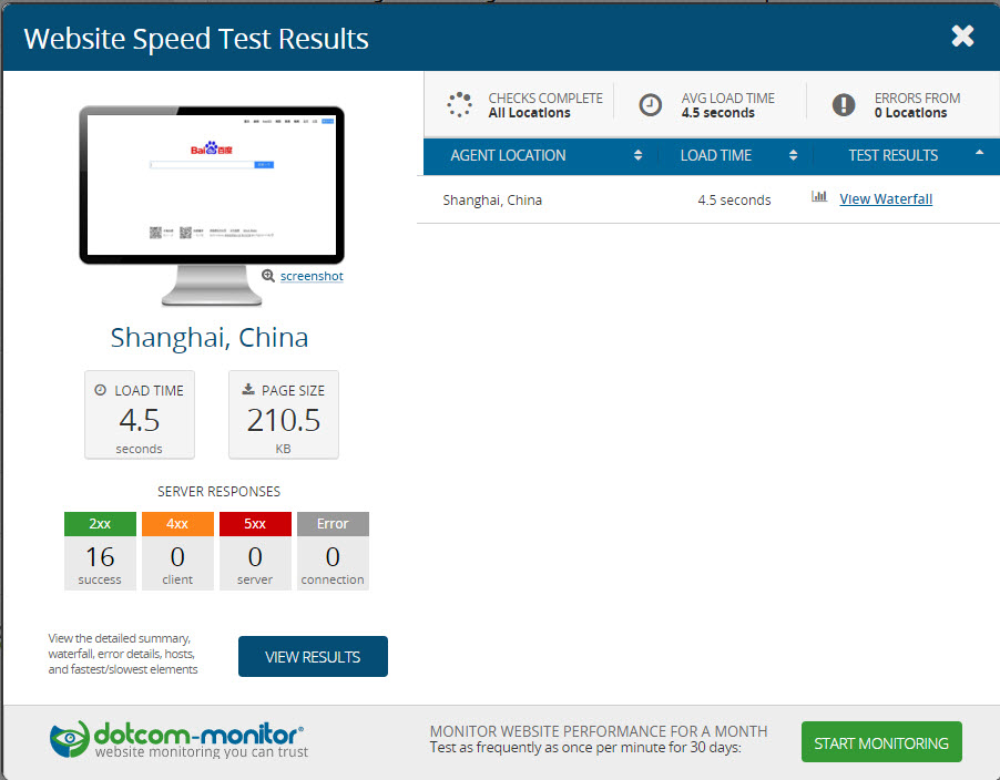 Test Website Loading Speed in China dotcom-monitor