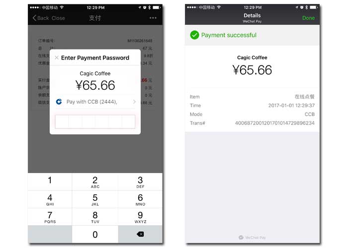 WeChat app payment