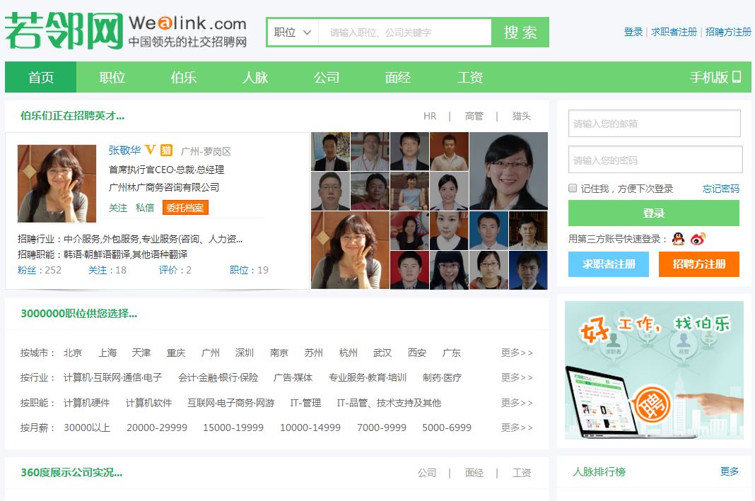 China's professional networks Wealink